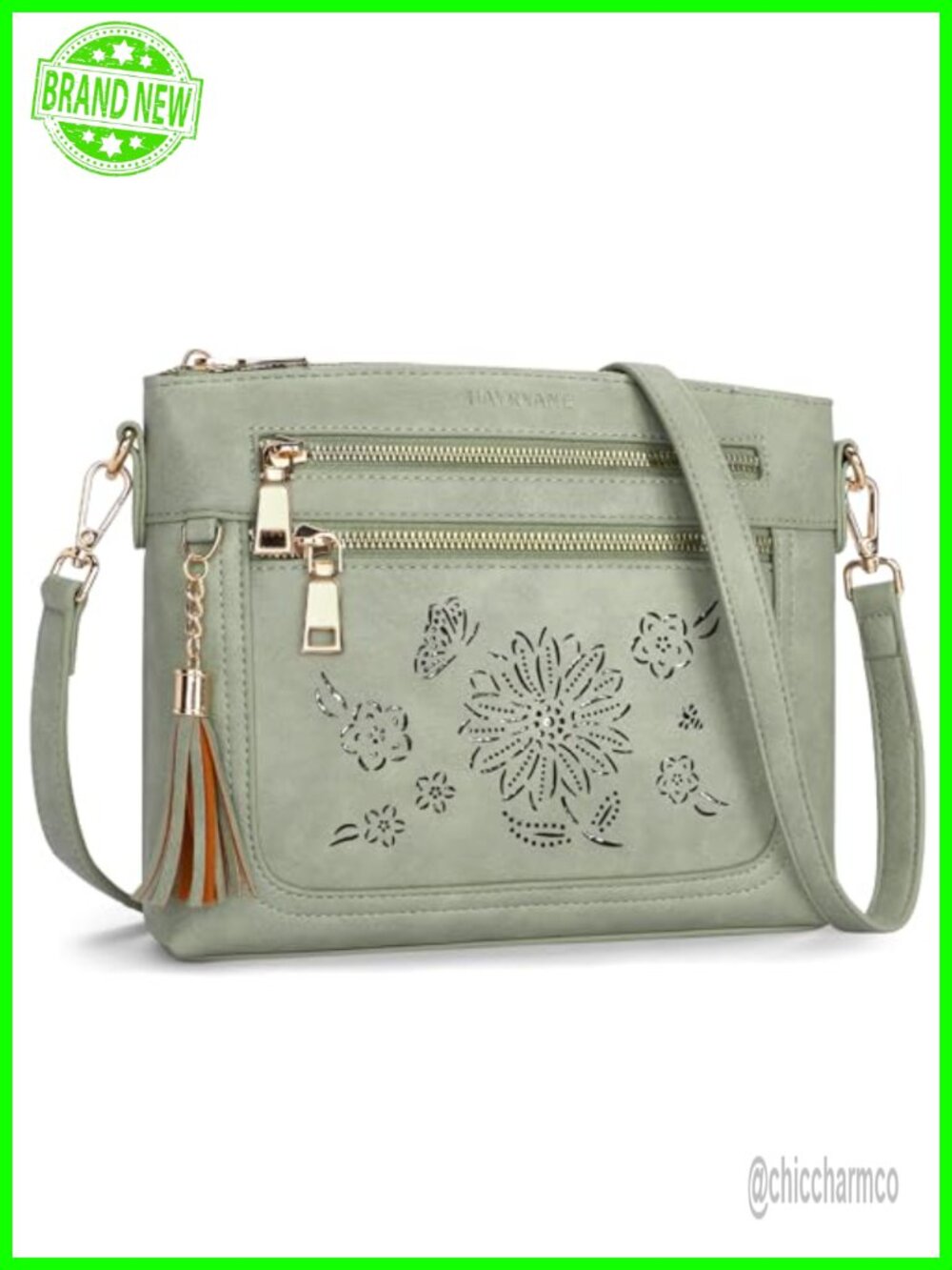 Vegan Leather Crossbody Bag Small Multi Pocket Tassel Everyday